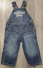 Vintage OshKosh B'Gosh Carpenter Overalls Blue Denim Wash Size 12 M Snap Crotch