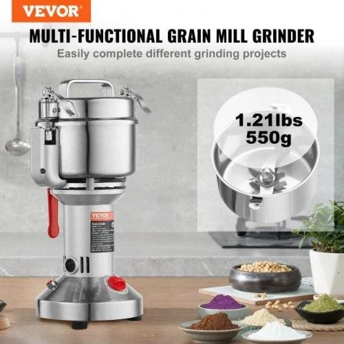 550g Electric Grain Mill Grinder High Speed 2000W Commercial Spice