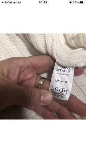 Ladies Extreme Rare Cream M&S Wool Blend Heavy Hooded Open Cardigan, Size 16 - Picture 6 of 7