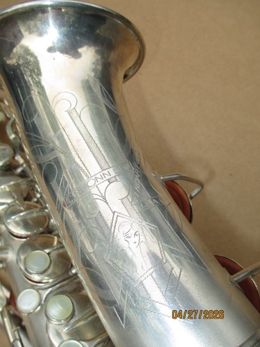 CONN SILVER PLATED TRANSITIONAL 6M ALTO SAXOPHONE PLAYS CIRCA 1935 NEW YORK NECK
