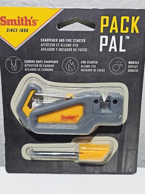Smiths Pack Pal Survival Sharpener & Fire Starter & Whistle New FAST SHIPPING 