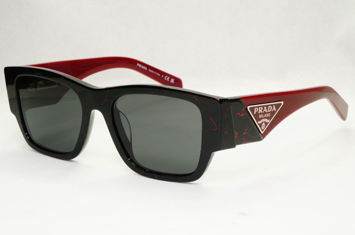 Prada Triangle Sunglasses Black Red Burgundy PR10ZS F SPR 10Z-F