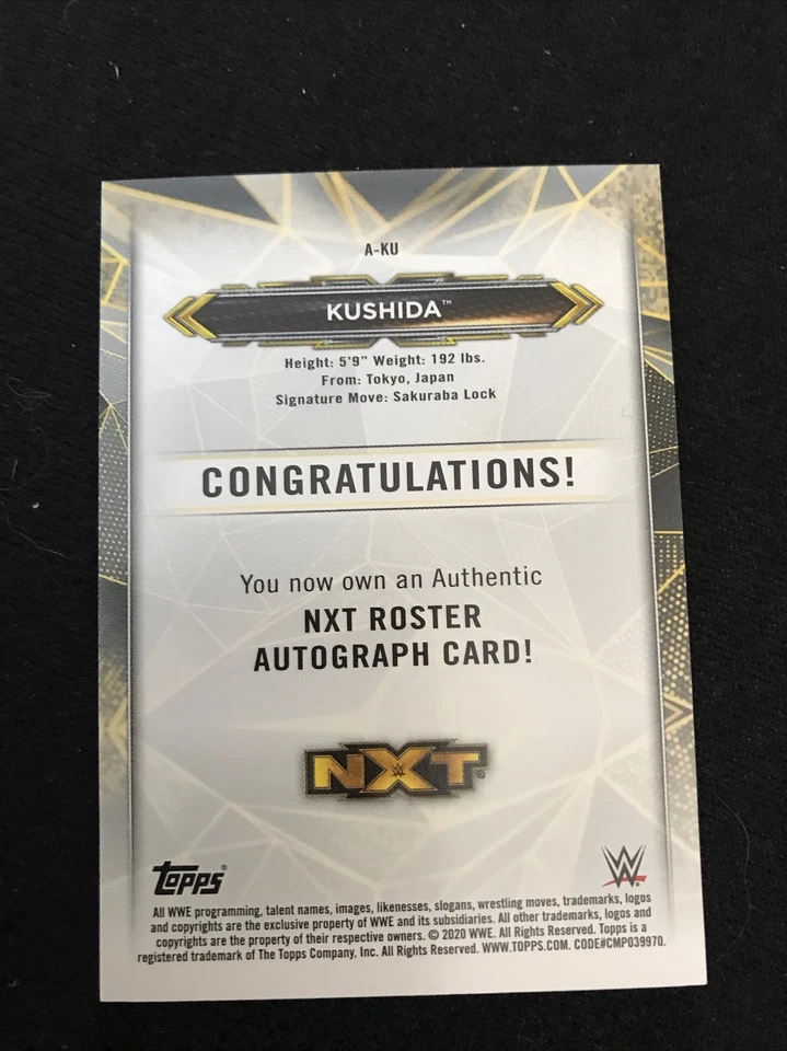 2020 Topps WWE NXT Kushida Bronze RC Rookie Auto Autograph #56/99 - Image 2 of 2