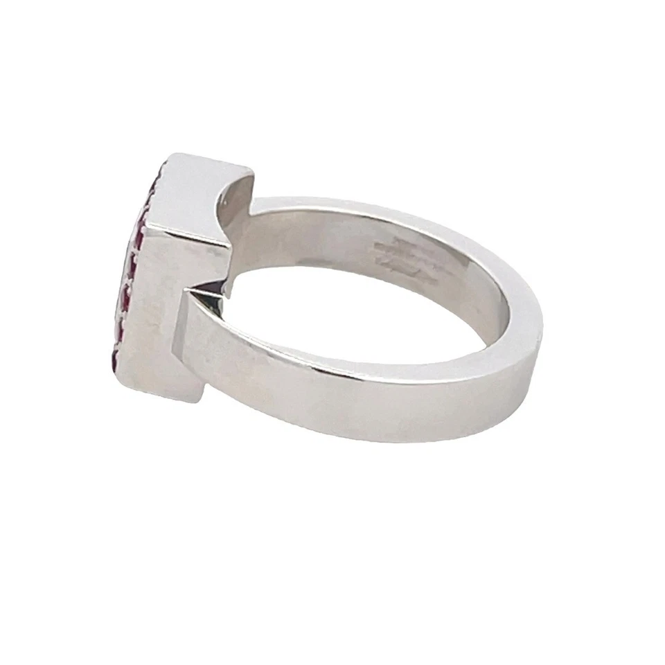 Кольцо верхнее с квадратным ободком из белого золота 18 карат с рубином Chopard Happy Diamond размер 6 - Изображение 4 из 4