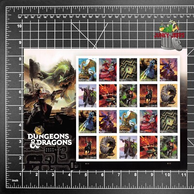 2024 USPS SHEET OF 20 FIRST CLASS LETTER STAMPS DUNGEONS & DRAGONS D&D 78¢