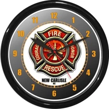 12.25" Fireman Emblem 911 Personalized Wall Clock Station Clock Rescue Fire 0724