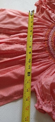 Girls Dress Rosalina Collections Size 4 Smocked Checked Red Orange Thanksgiving - Picture 9 of 12