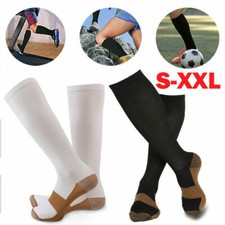 6 Pairs Copper Compression 20-30mmHg Graduated Support Socks Mens Womens S-XXL