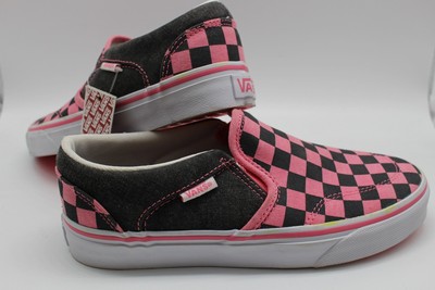 vans slip on chex skate shoe pink