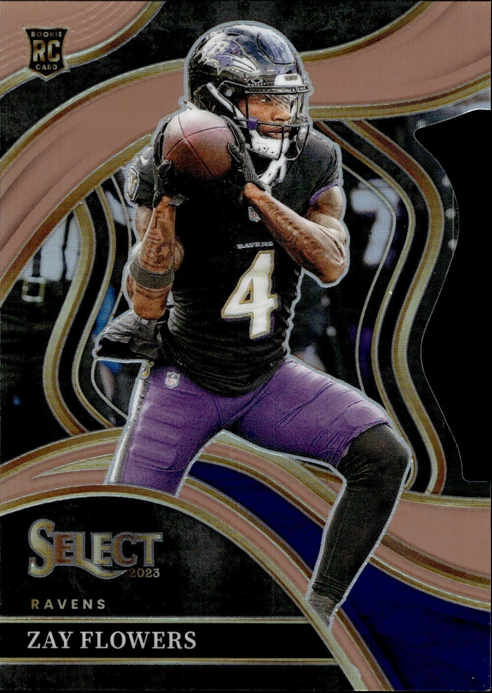 2023 Panini Select - Club Level Zay Flowers #201 Copper Prizm Die-Cut /299 (RC)
