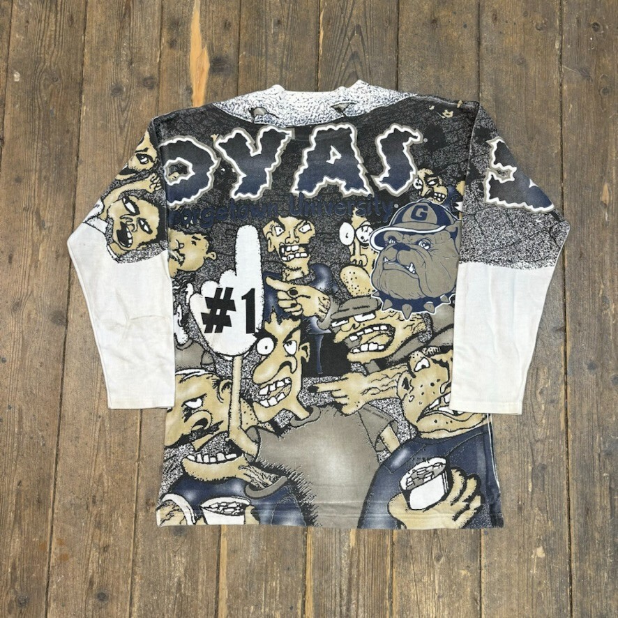 George Town T-Shirt Y2K Hoyas All Over Print Long Sleeve Tee, Multi, Mens Medium image 2
