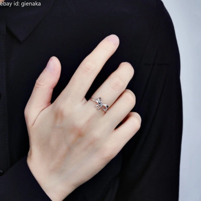 Pure PT950 Platinum 950 Band Women Lucky Bowknot Open Ring 2.2-2.4g Us Size:6-9 - Image 4 of 4