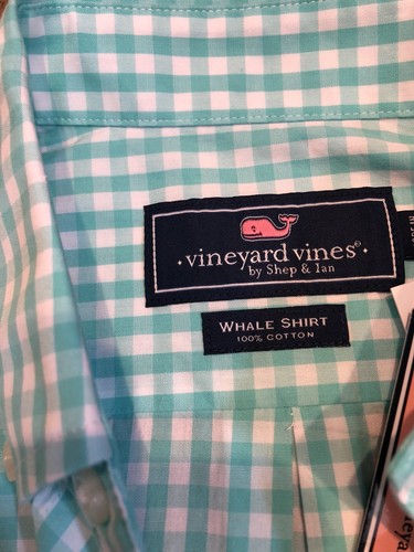 Vineyard Vine Whale Hemd Jungen Button Down Neu Mit Etikett Gingham Capri Blau - Bild 9 von 11