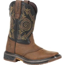 Georgia Boot Big Kids' Carbo-Tec LT Pull-On Saddle Boot Brown/Black - GB00343Y