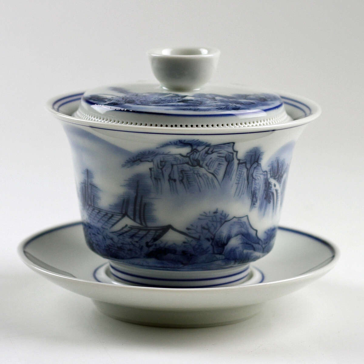 Gaiwan "Malerisches Land" chinesische Teetasse Deckeltassen-Set Porzellan Gaibei
