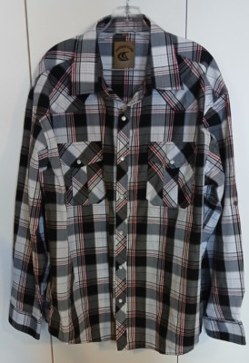 COEVALS CLUB MEN'S PLAID POLYESTER/COTTON SNAP SHIRT-XXL-ROLL/TAB LS-NWOT-NICE