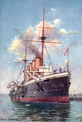 HMS Aboukir Armored Cruiser Royal Navy Postcard