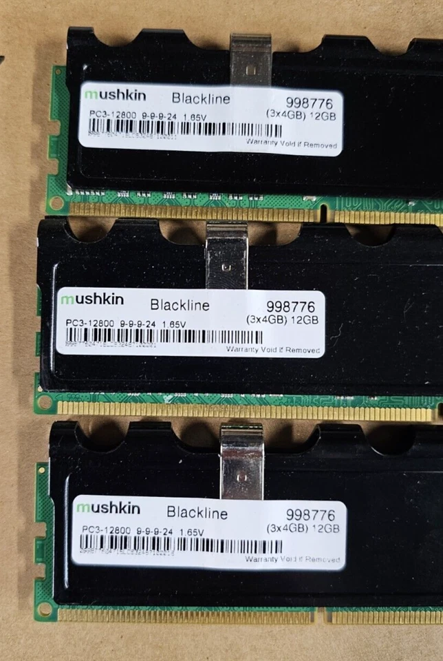 Mushkin Blackline 12GB (3X4GB) DDR3 1600 RAM PC3-12800 9-9-9-24 1.5V - Image 2 of 3