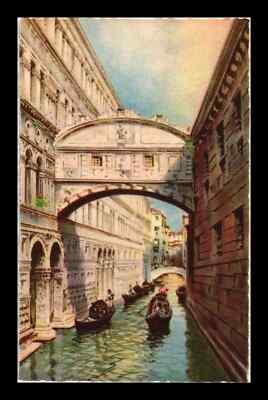 Italy -  Bridge Of Sighs Venice Italy Canal Art Scene Postcard
