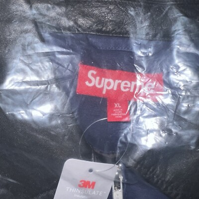Supreme Leather Collar Utility Jacket Navy Size: Extra Large | eBay
