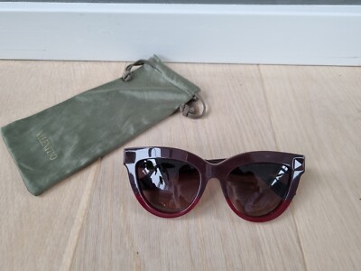 **Valentino** Burgundy Oversize Rockstud Sunglasses