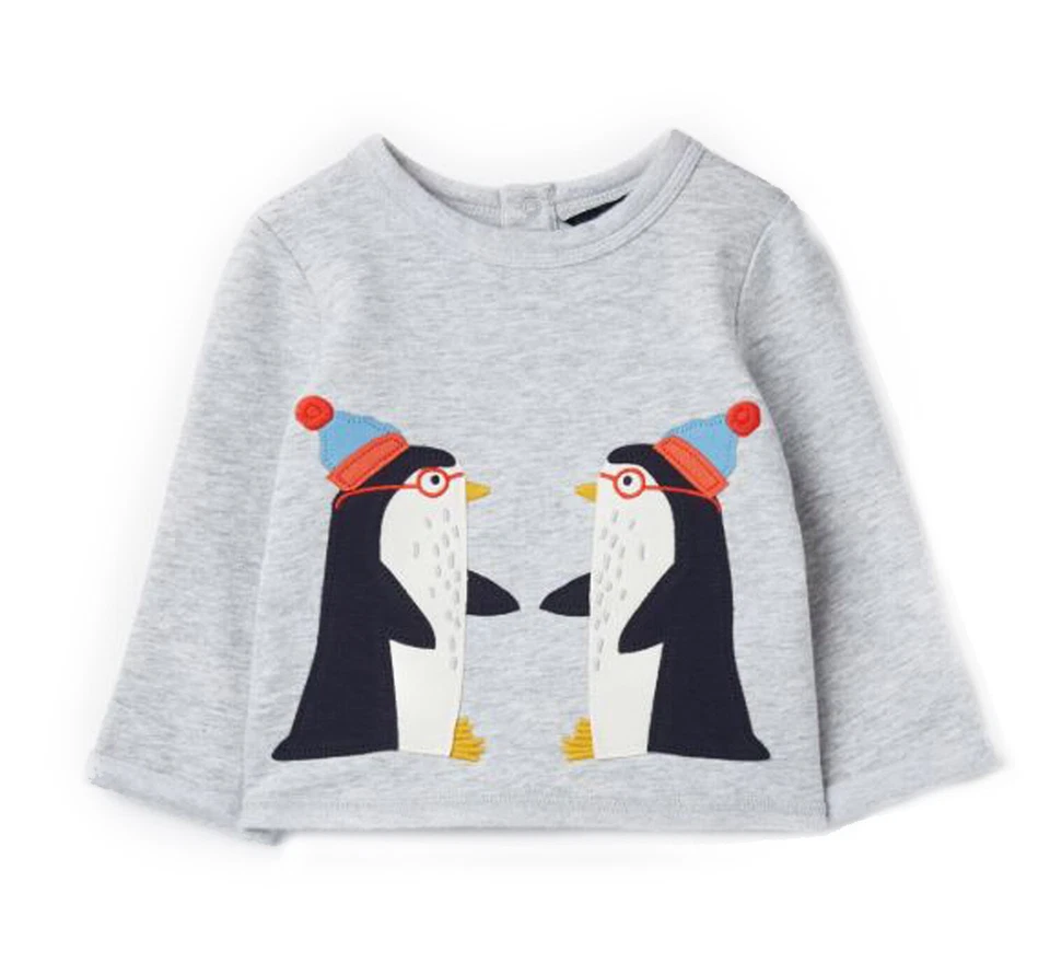 Tom Joule Baby Sweatshirt mit Pinguin Applikation greymelange 6-9 Monate