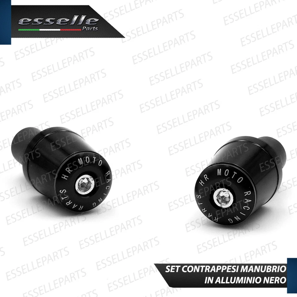 2X CONTRAPPESI MANUBRIO BILANCIERI STABILIZZATORI MOTO SCOOTER ALLUMINIO NERO - Immagine 3 di 4