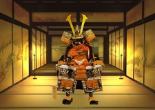 Japanese Samurai Armor Kyugetsu Yoroi Doll Set with Kabuto Ningyo Japan Vintage