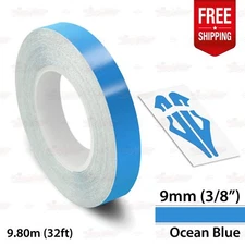 OCEAN BLUE 3/8" 9mm Roll PIN STRIPE Car Striping Line TAPE Decal Vinyl Sticker