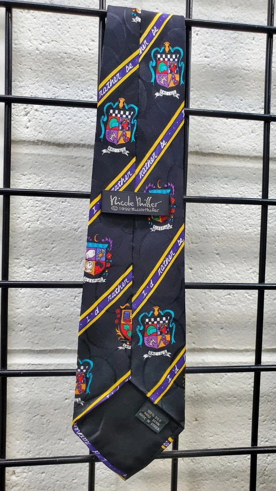 Corbata de cuello de artista 100 % seda rara firmada por Nicole Miller preferiría Foto 4 de 4