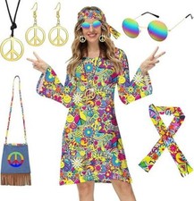 70er Jahre Damen Kostüm Hippie Kostüm Zubehör Set Hippie Party Boho Stirnband