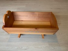 Handmade Vintage Wooden Doll's Cradle w Rocking Feet 22 Long