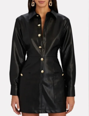 INTERMIX Womens Vegan Leather Dress Size 4 Black Gold Buttons Knee Length Fitted | eBay INTERMIX Womens Vegan Leather Dress Size 4 Black Gold Buttons Knee Length Fitted | eBay