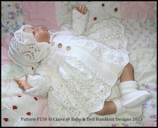 BABYDOLL HANDKNIT DESIGNS KNITTING PATTERN COAT SET F150 16-22" DOLL / 0-3M BABY