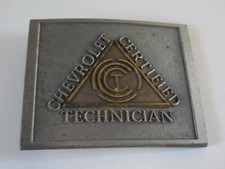 vintage chevrolet certified technician belt buckle R.J. Roberts  co made in usa