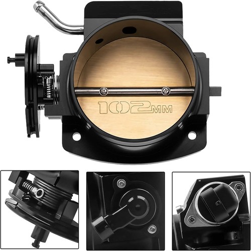 Cuerpo del acelerador 102 mm LS accionamiento por cable DBC GM LS1 TBI 4 pernos + TPS IAC aluminio negro - Imagen 2 de 4