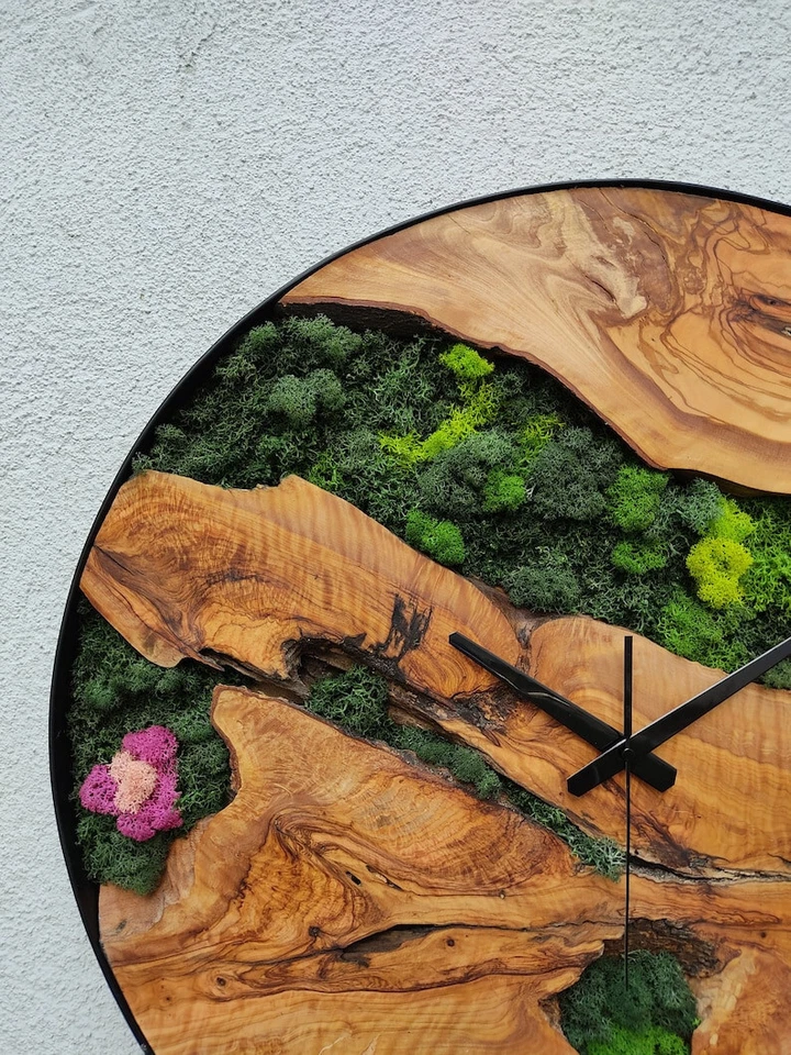 Moss Wall Clock Personalized gift Wall Art Custom Wooden Handmade Made to Order - Image 2 of 4