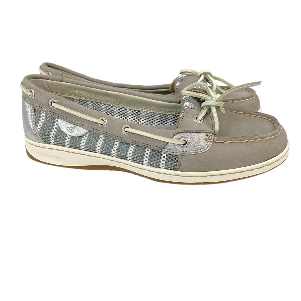 Sperry Top Sider Women's Gray Leather stripes Breton Angelfish boat Shoes  9.5M | eBay
