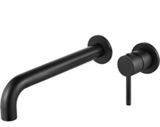 Contemporary Bathroom Faucet Single Handle Wall Mounted Black Matte - A0049