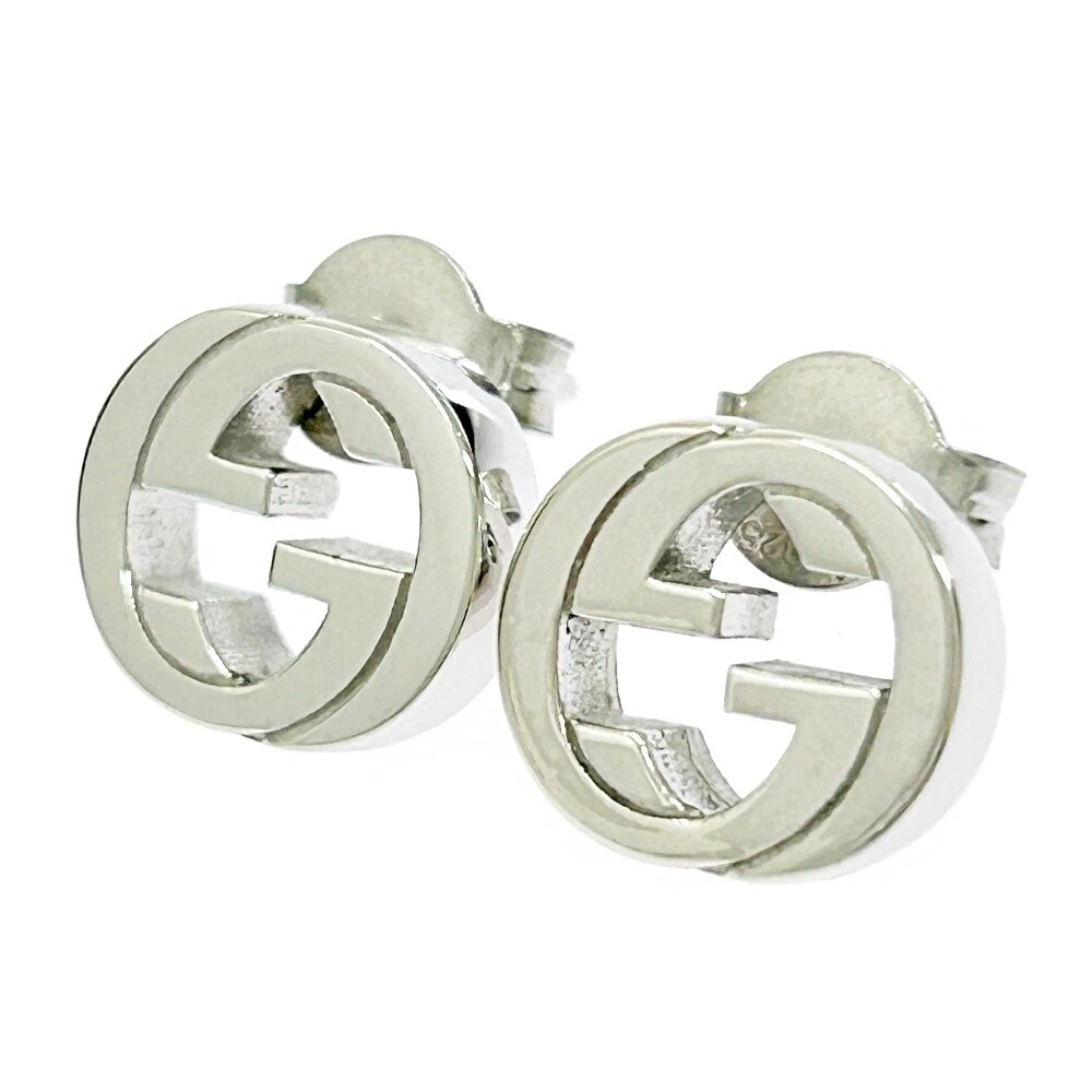Boucles d'oreilles GUCCI argent imbriquées G 3,4 g 925 gravées accessoires femme