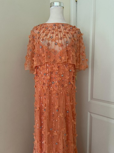Vestido MAC DUGGAL Adornado Ilusión Manga Capa Talla 18US $698 - Imagen 10 de 15