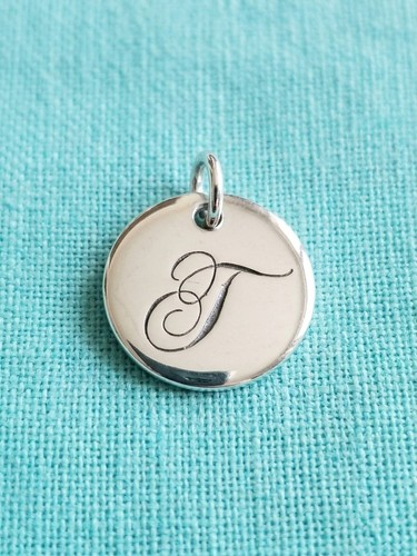 Tiffany & Co. AG925 Notes Capital Letter "T Disc Pendant Charm Only No Box Pouch