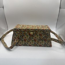 Vintage Graceline Master-Porte Train Case Sewing Box Floral Pattern Mid Century