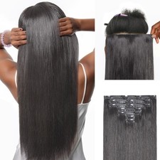 LUVME 0.59mm Zero Trace Invisible Clip in Hair Extensions, Silky Straight 7 Pcs
