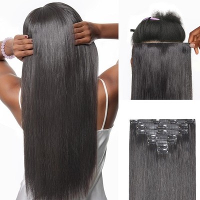 LUVME 0.59mm Zero Trace Invisible Clip in Hair Extensions, Silky Straight 7 Pcs