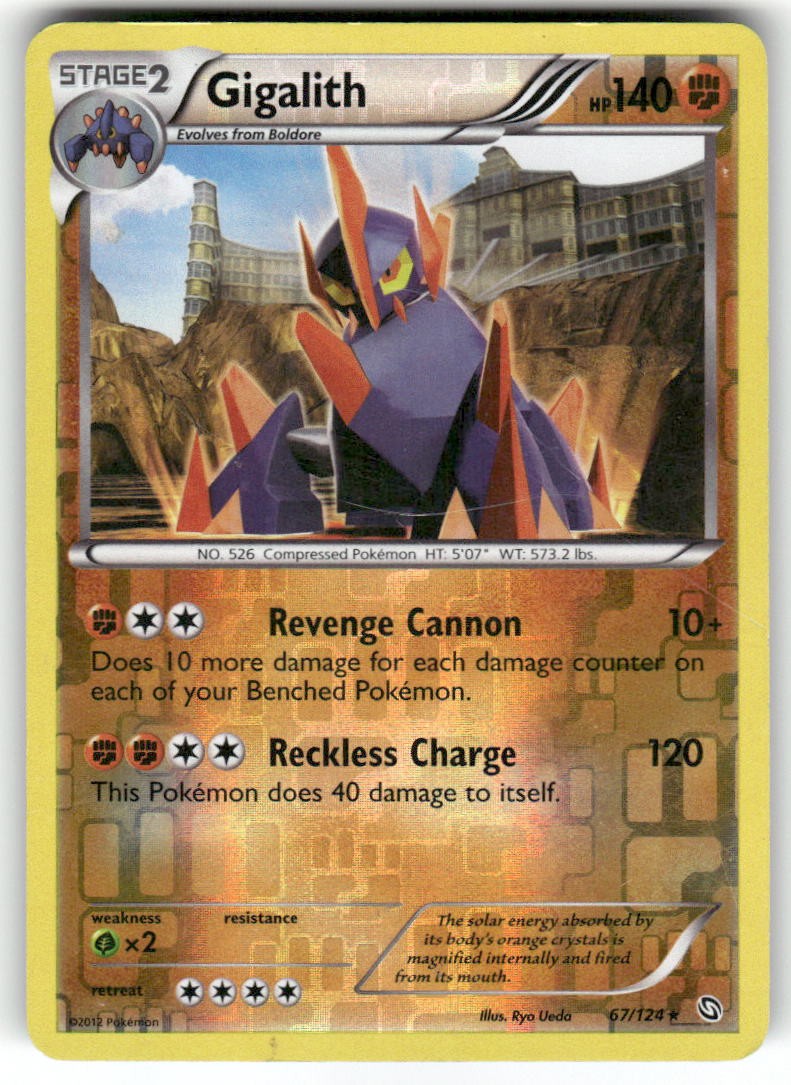 GIGALITH - 67/124 - HP - Dragons Exalted - REVERSE HOLO Rare - Pokemon