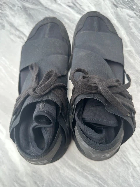 ADIDAS YOHJI YAMAMOTO Y 3 Y3 Qasa scarpe da ginnastica alte triple nere UK 9 Usate
