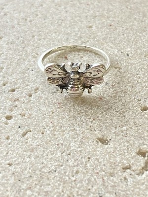 Silver Tone Bee Ring Insect Nature Cottagecore Whimsical Fairy Woodland Size 7