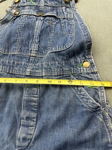 VINTAGE sanforized overalls Hand Embroidered YOUTH Sz medium Cut off Boho READ - Picture 13 of 18
