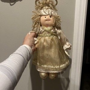 Vtg Little Souls 2004 Cloth Christmas Angel Doll Sky/Celeste With Tag 15"